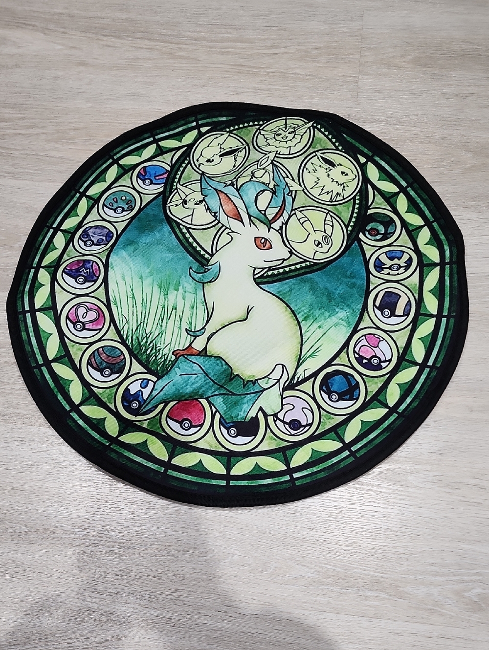 Pokemon Green Blue Round Decorative Mat with Black Trim